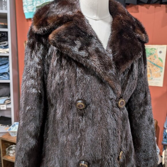 Elegant Brown genuine Mink Fur Coat Size Small 2-4 - Picture 3 of 12